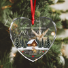 Custom Name Winter Cabin Our First Christmas As Mr & Mrs Married Glass Ornament, Newlywed Gift LM32 669965