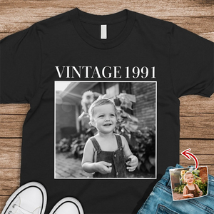 Custom Photo and Year Birthday Vintage Dark Shirt HA75 897504
