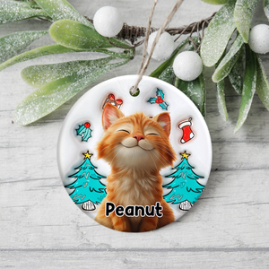Cat Is Santa 3D Inflated Effect Ceramic Ornament Personalized Gift For Cat Lovers HO82 894682