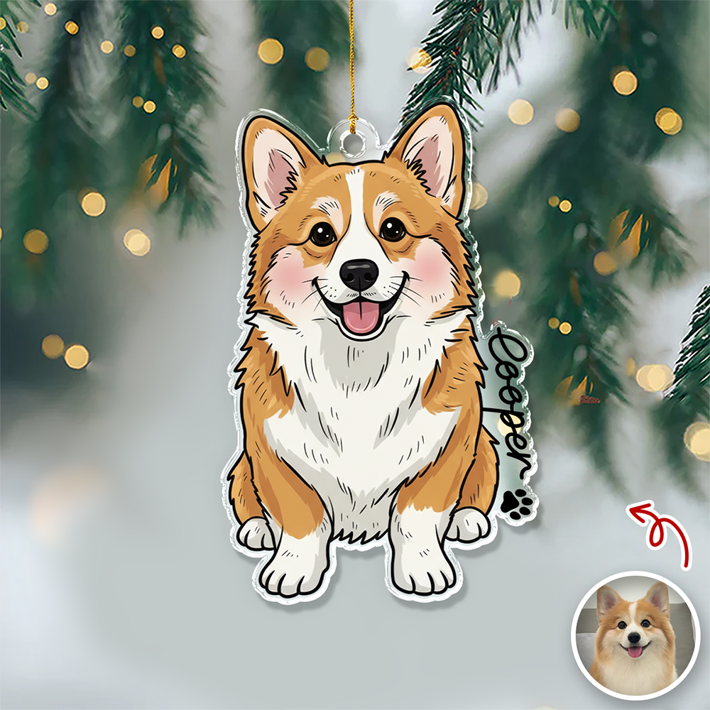 Custom Cute Dog Photo Portrait Christmas Decoration Acrylic Ornament LM32 895713
