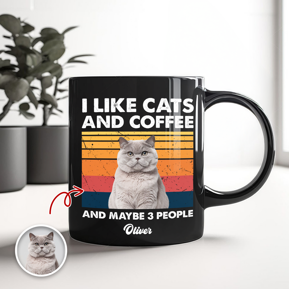 Custom Photo I Like Cats And Coffee Personalized Black Mug Gift For Cat Lovers LM32 895035
