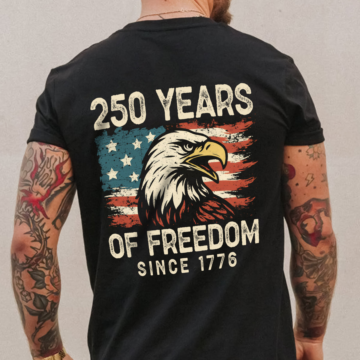 250 Years Of Freedom Since 1776 USA Bald Eagle America Flag Back Side Dark Shirt HA75 897368
