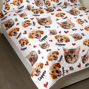 Custom Pets Face And Name - Personalized Photo Bedding Set Gift For Dog Lover Cat Lover CH07 899764