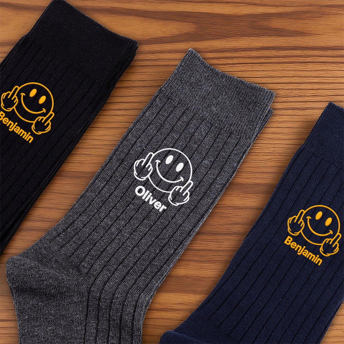 Custom Name Middle Finger Embroidered Socks, Meme Fun Gift For Family, Best Friends LM32 669777
