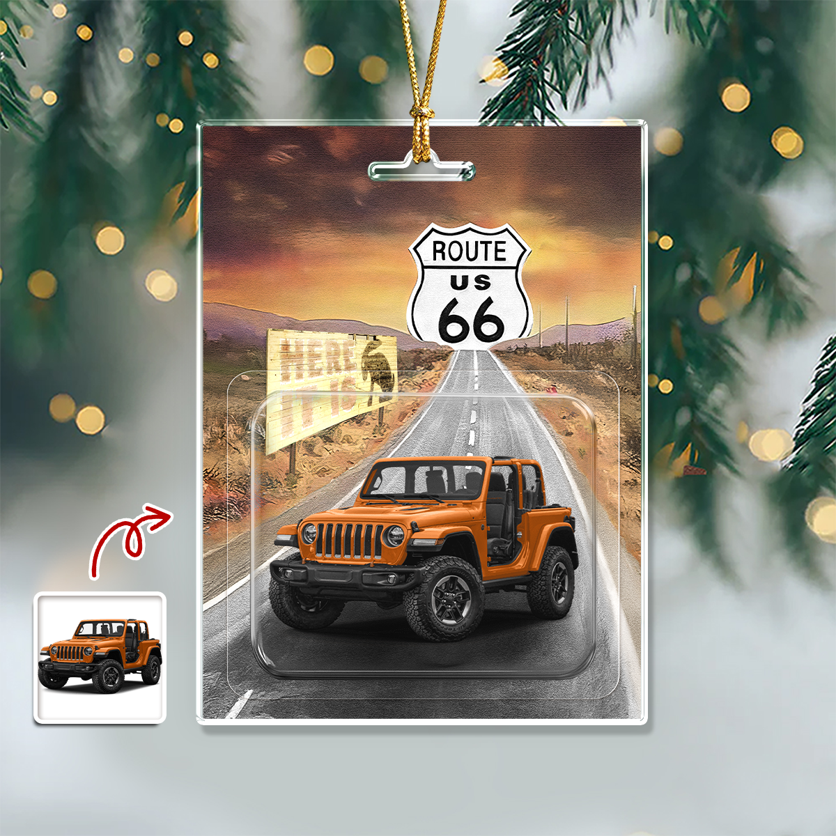 Custom Photo Route 66 Acrylic Ornament For Car Lover TH10 896091