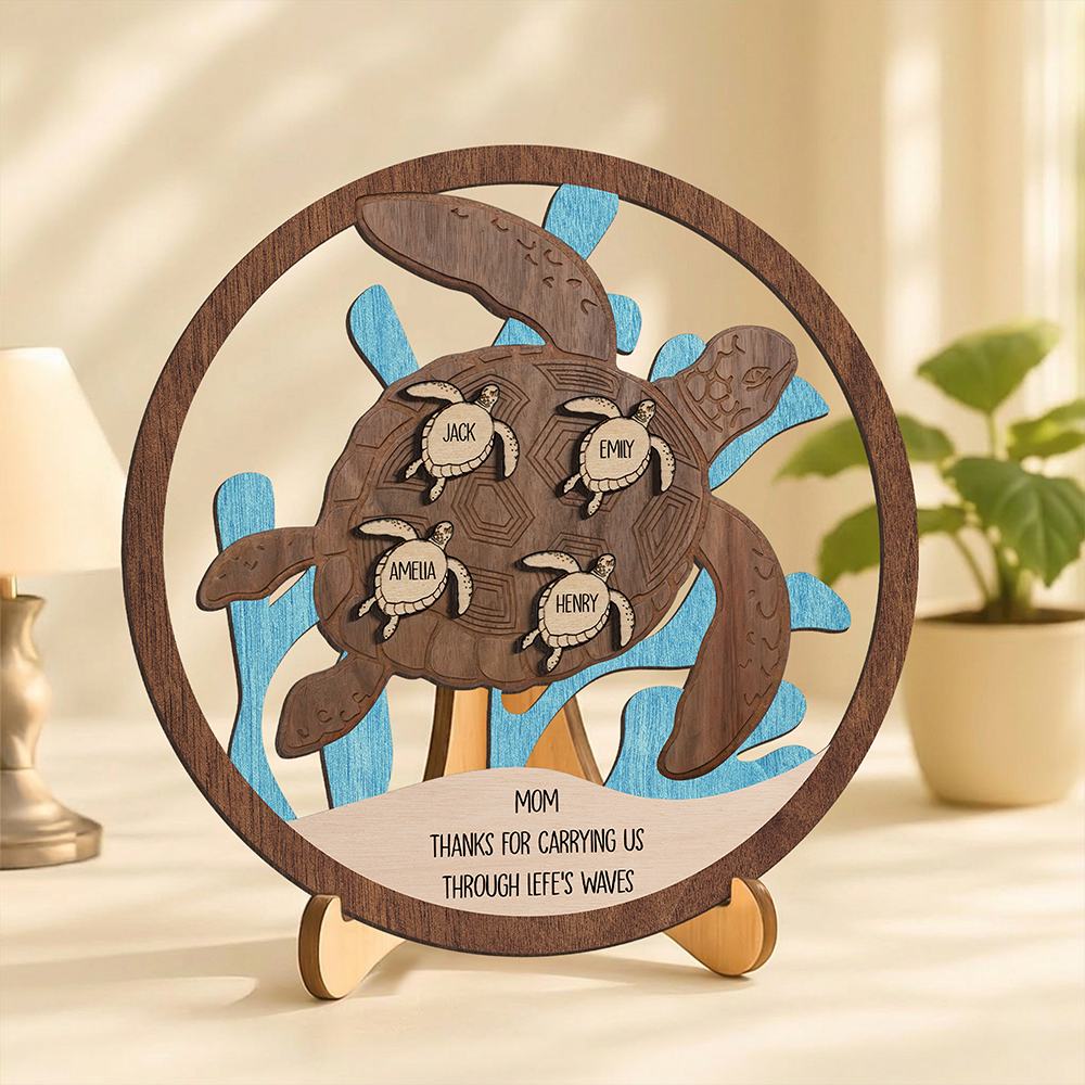 Personalized Mom Thanks For Carrying Us Though Life's Waves 2-Layered Wooden Plaque TH10 169091