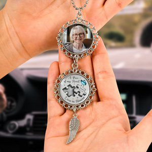 Custom Photo A Piece Of My Heart Lives In Heaven Memorial Car Hanging Ornament With Charm HA75 892832