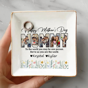 Custom Photo Happy Mother's Day To My World Jewelry Dish LM32 893147