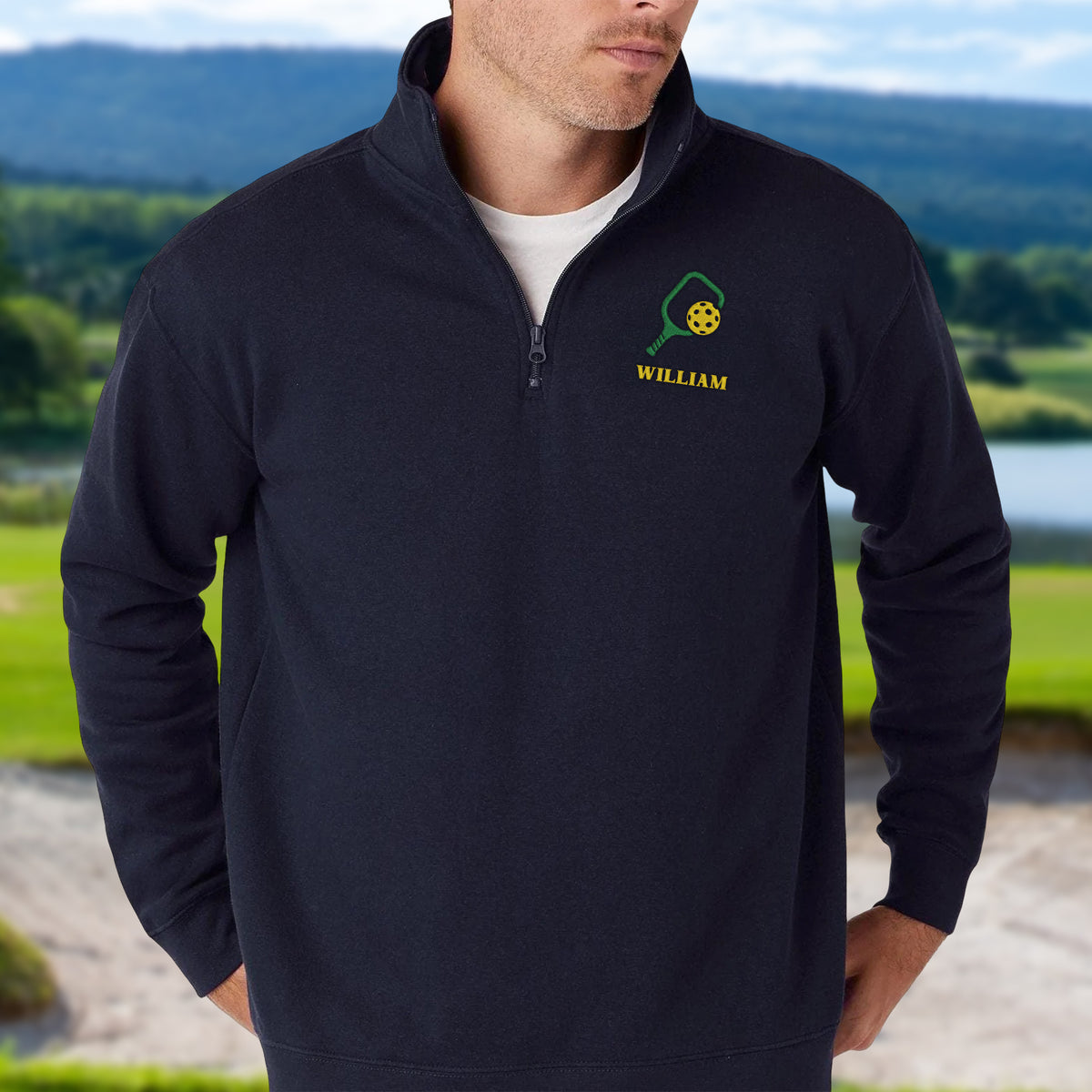 Personalized Name Pickleball Player Embroidered Quarter Zip Sweater HA75 898624