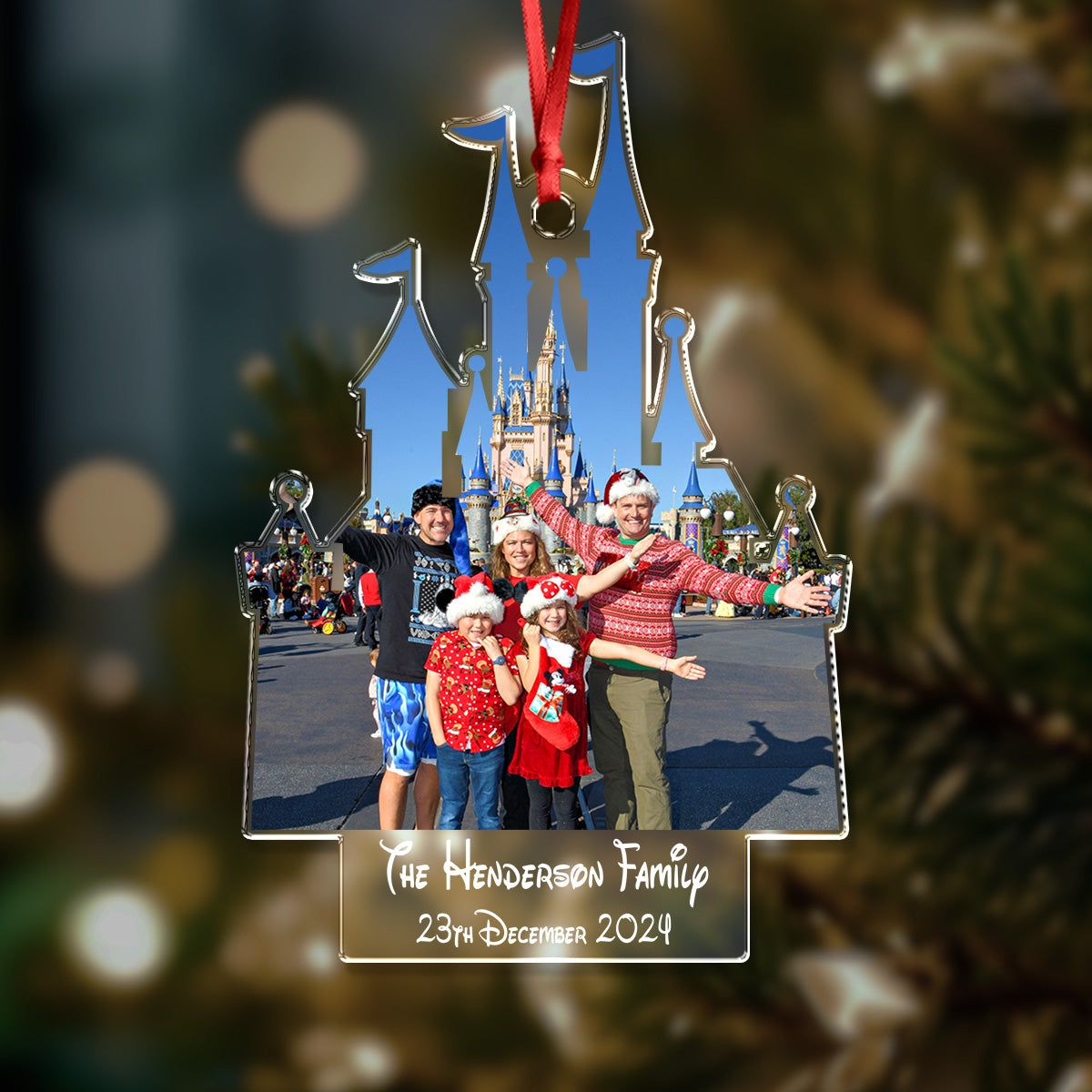 Custom Family Photo Disney Trip Acrylic Ornament LM32 895973