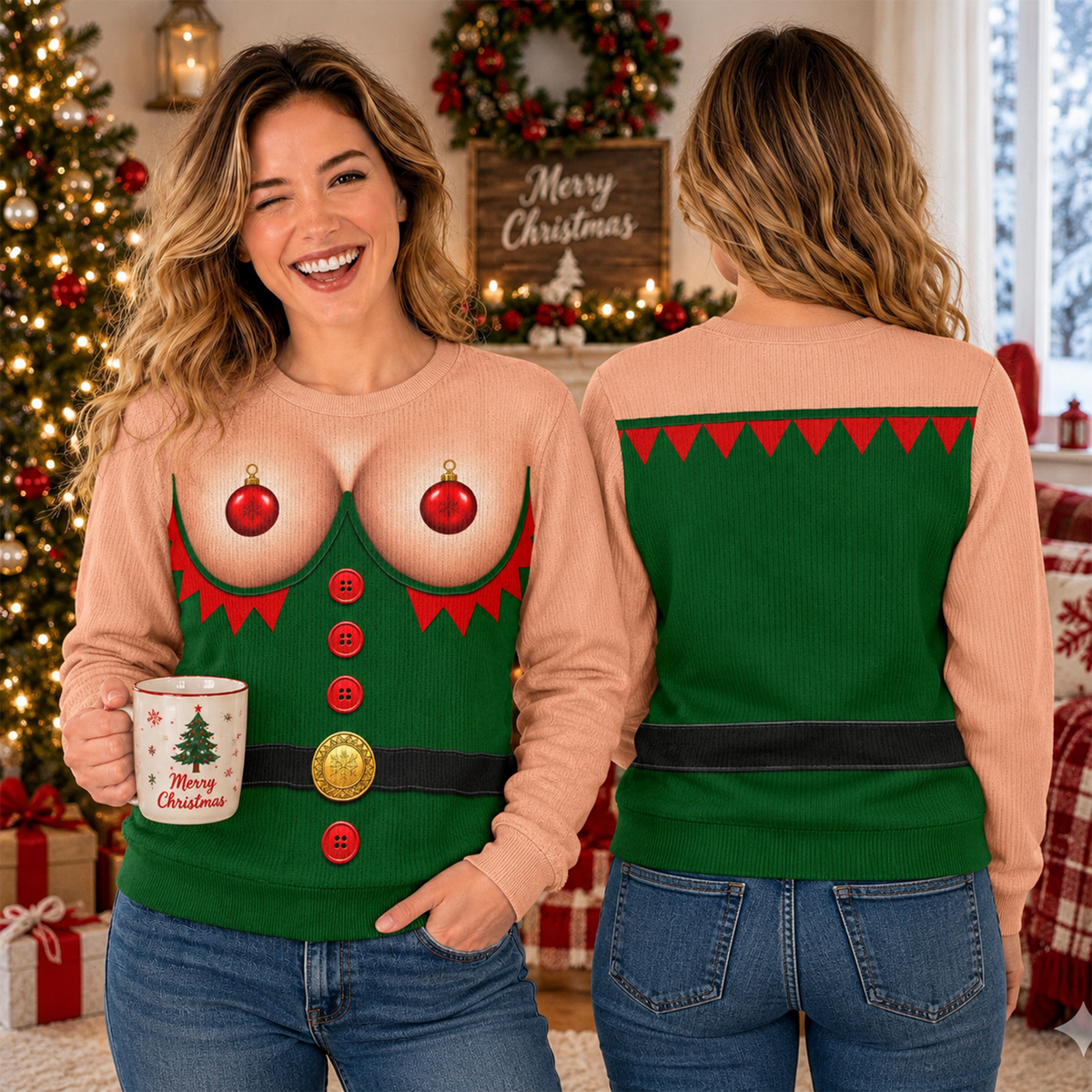 Personalized Funny Christmas Ugly Sweater Festive Holiday Party Gift TH10 171057