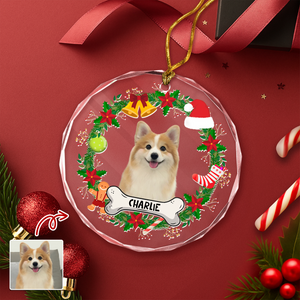 Custom Dog Photo Christmas Cirle Glass Ornament For Dog Lovers TH10 894759