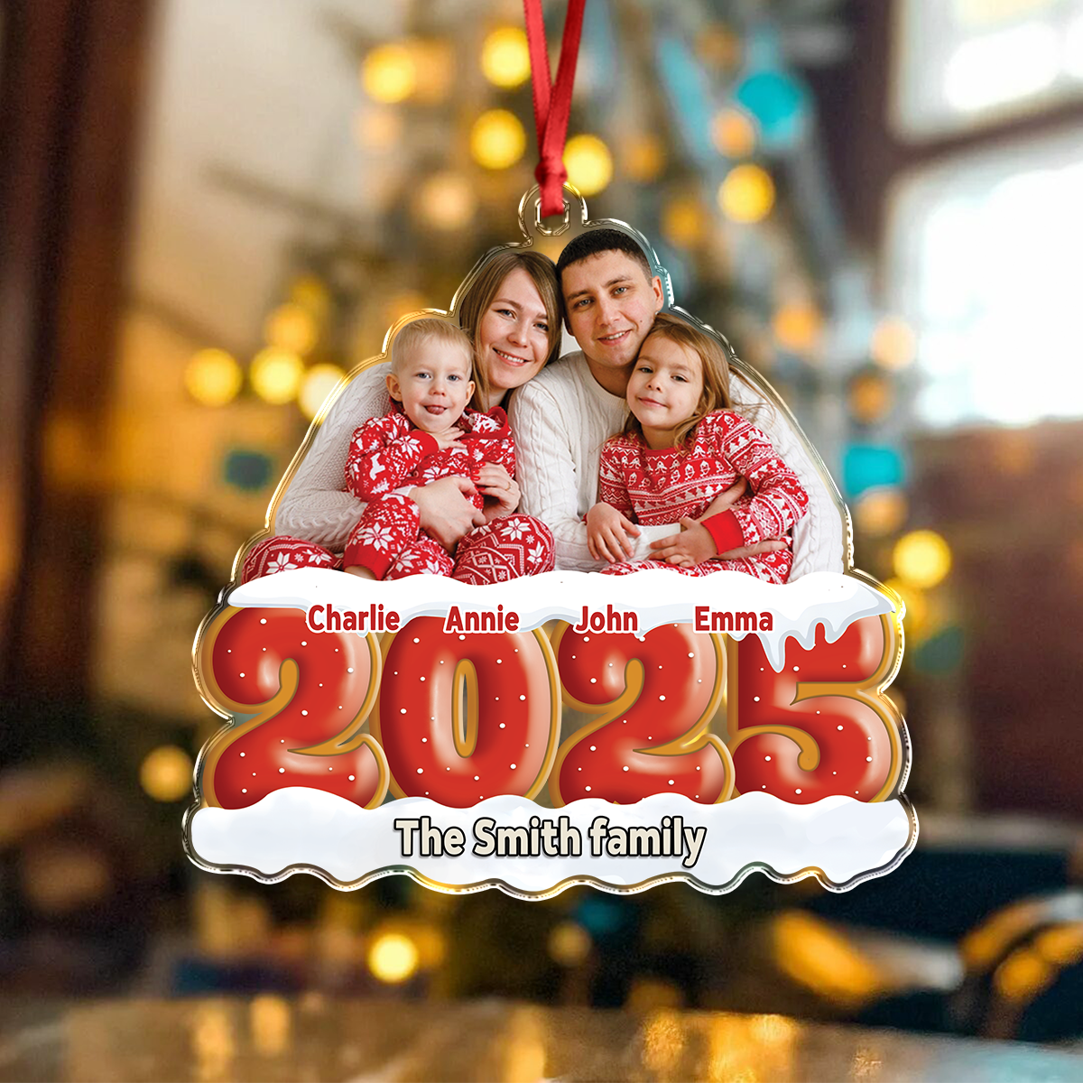 Custom Family Photo 2025 Cookie Christmas Acrylic Ornament CH07 899486