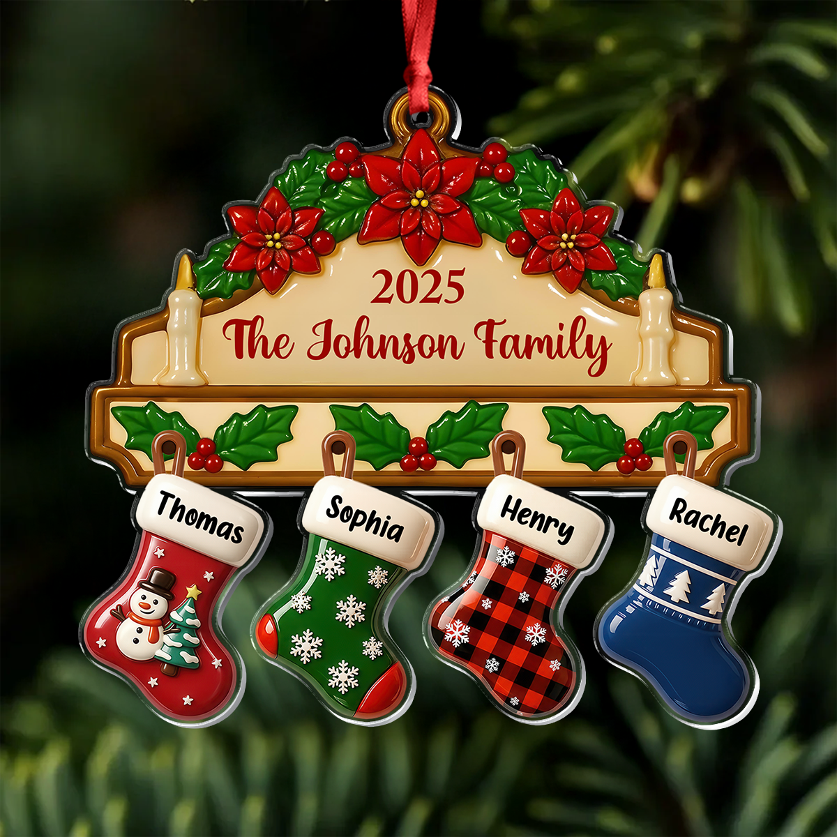 Custom Family Name Christmas Decor - Personalized Acrylic Ornament CH07 899494