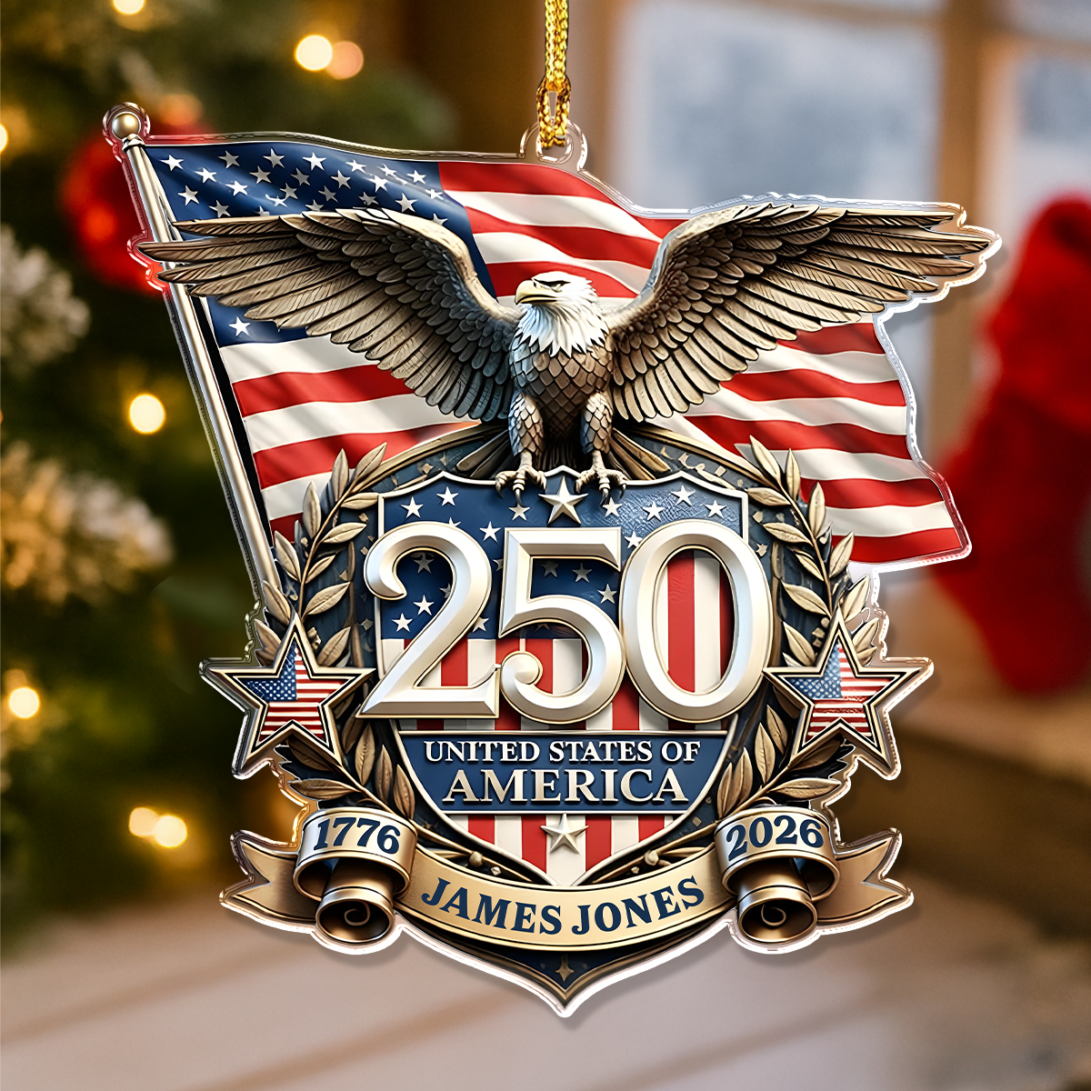 Personalized America 250th Anniversary Patriot Eagle Acrylic Ornament HO82 903400