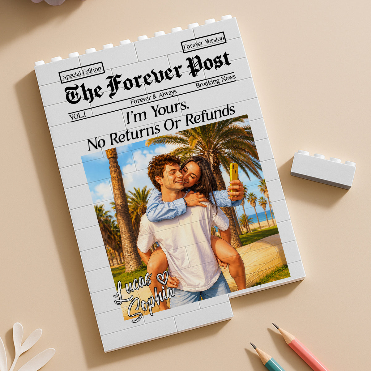 Custom Couple Photo The Forever Post Building Brick Block For Couple TH10 170341