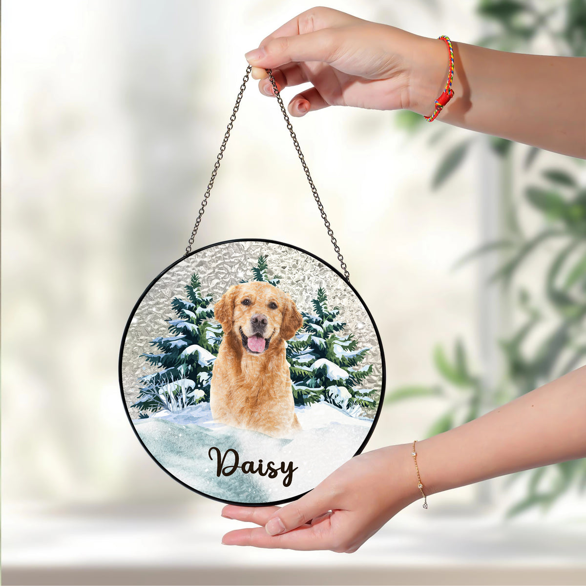 Custom Photo Dog Stained Glass Suncatcher For Christmas HA75 897056
