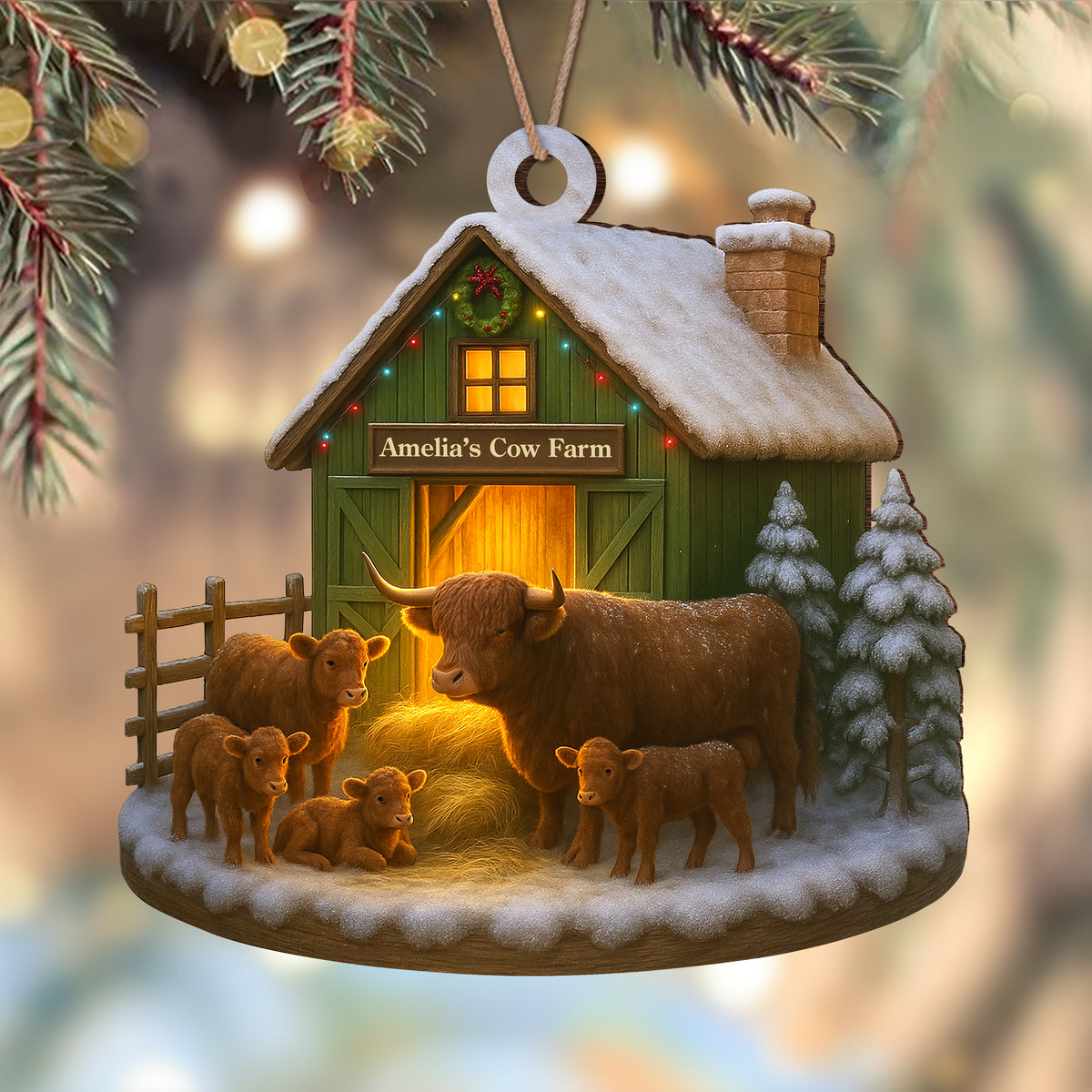 Custom Name Highland Cow Farm Wood Ornament – Christmas Gifts LM32 895619