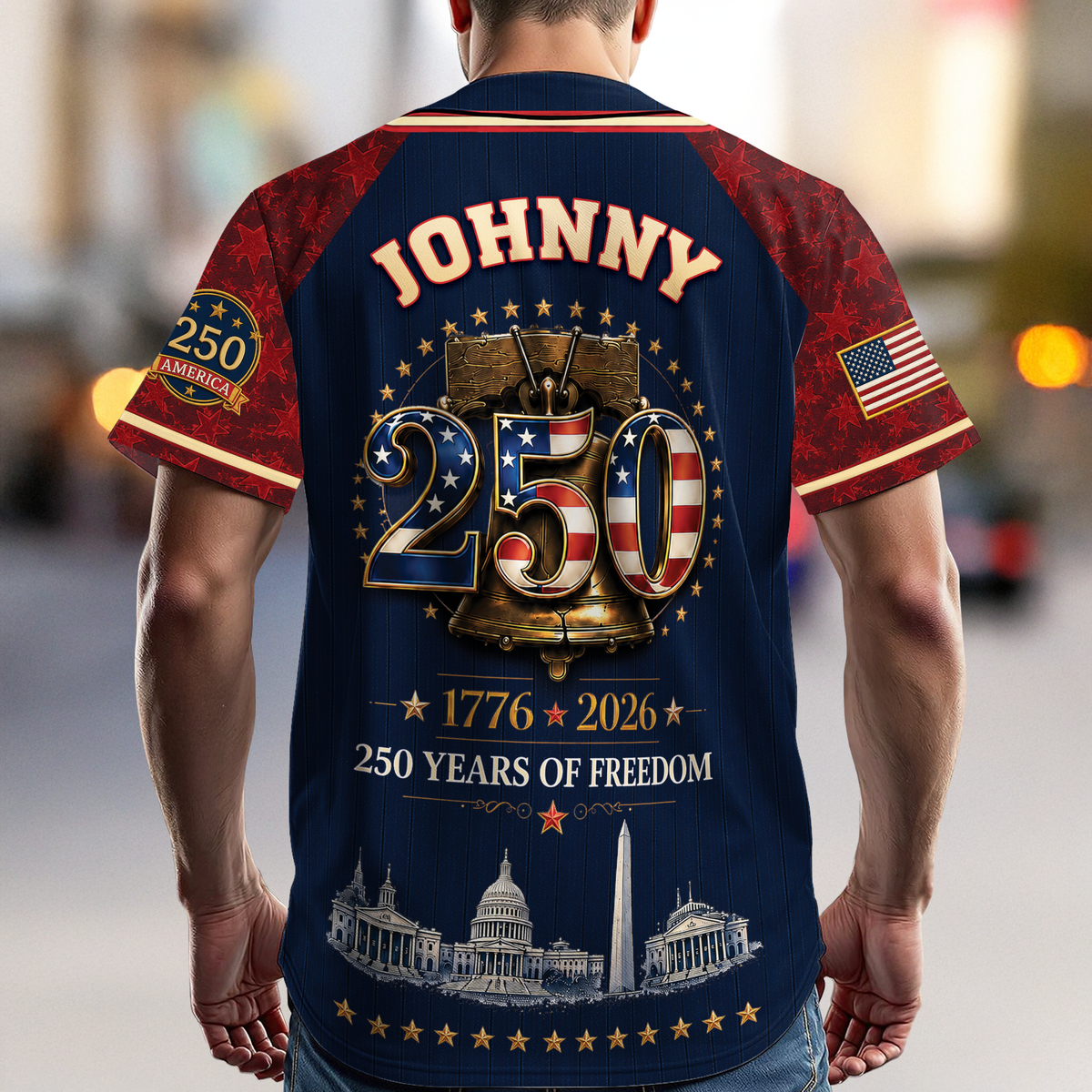 Custom Name US 250 Years of Freedom 1776-2026 Baseball Jersey CH07 911812