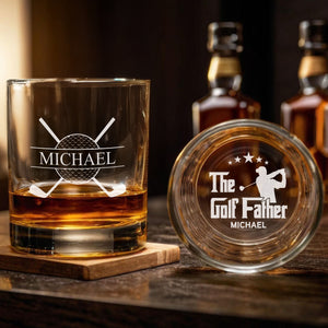 Personalized The Golffather Engraved Whiskey Glass Gift For Husband, Boyfriend, Golf Lovers HO82 900850
