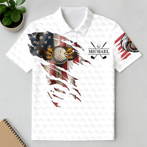 Personalized Bald Eagles American Flag Polo Shirt, Gift For Golf HO82 900824