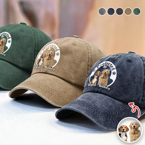 Protected By Human Dog Photo Ver 2 - Personalized Washed Denim Baseball Cap LM32 893953