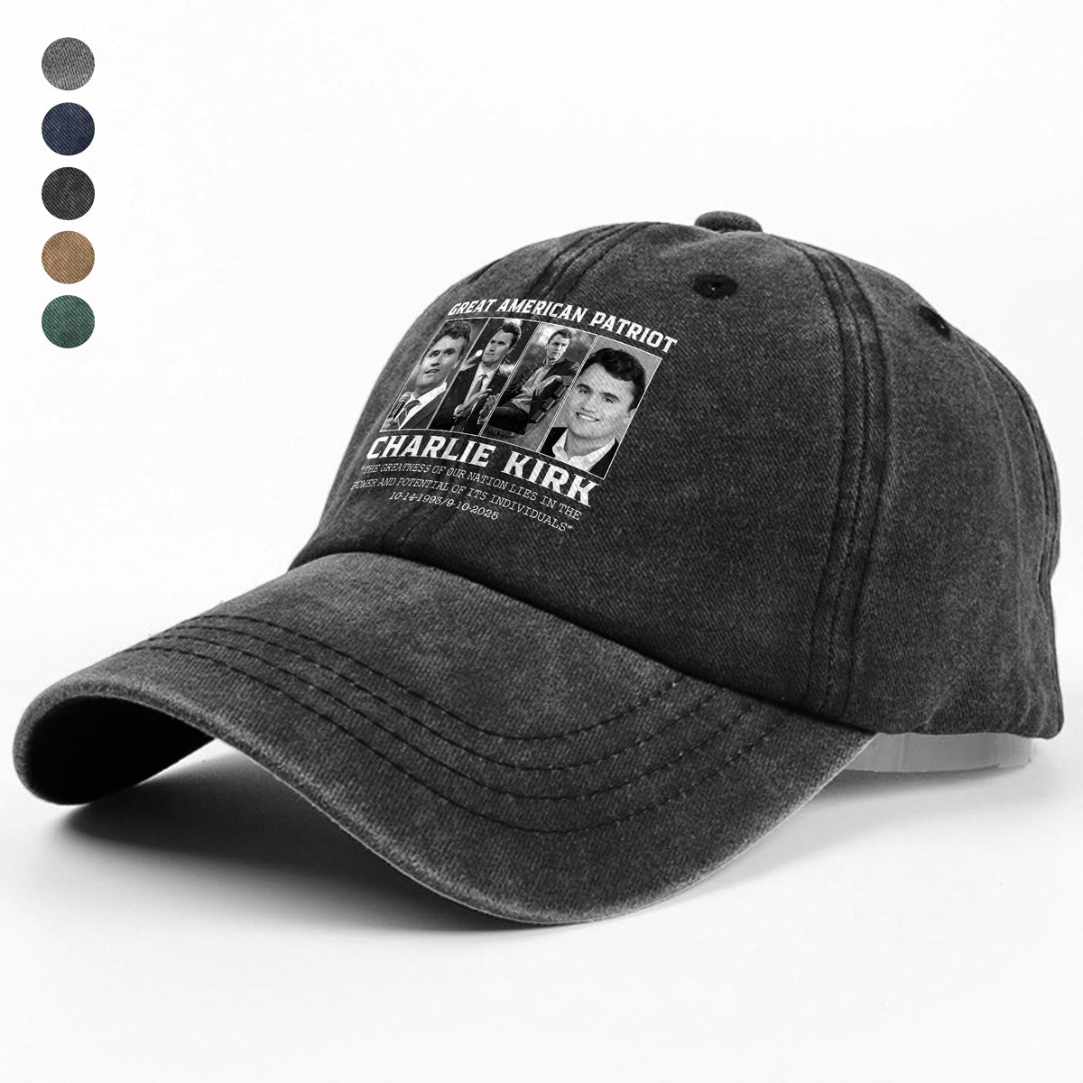 Prayers Up for Charlie Kirk Great America Patriot Washed Denim Baseball Cap HO82 65744