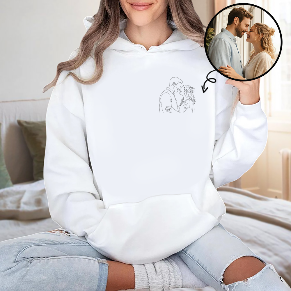 Custom Portrait Photo Drawing Style Couple Bright Shirt Gift For Valentine's Day HO82 900744