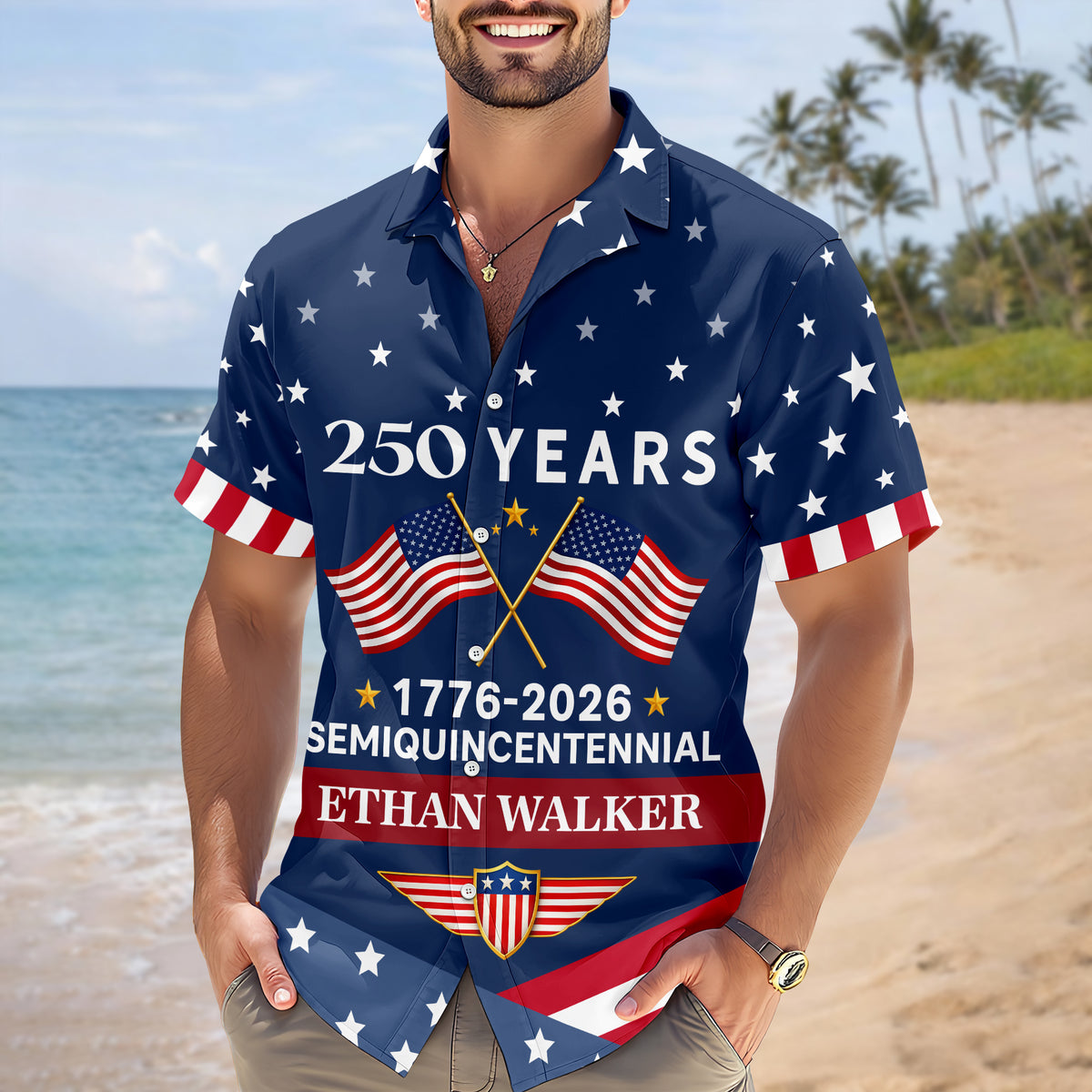 Custom Name USA 250 Years Semiquincentennial 1776-2026 Hawaii Shirt LM32 899543