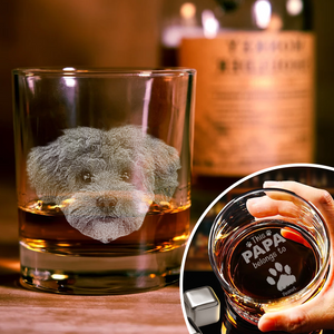Custom Pet Photo This Papa Belong To Dog Engraved Whiskey Glass CH07 895736
