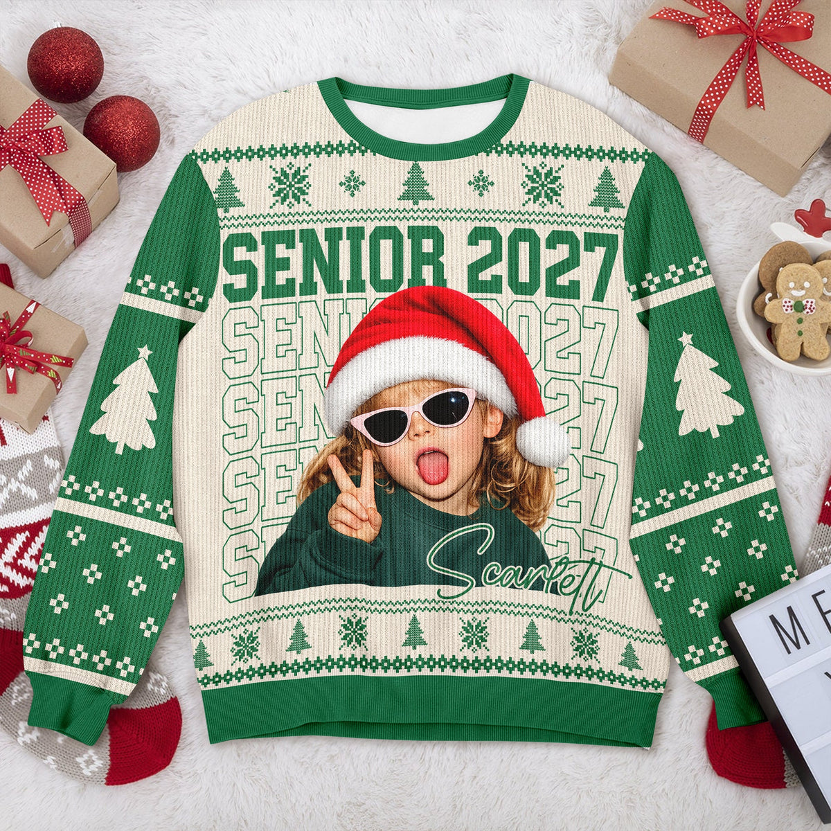 Custom Photo Senior 2027 Graduation Ugly Christmas Sweater LM32 669911