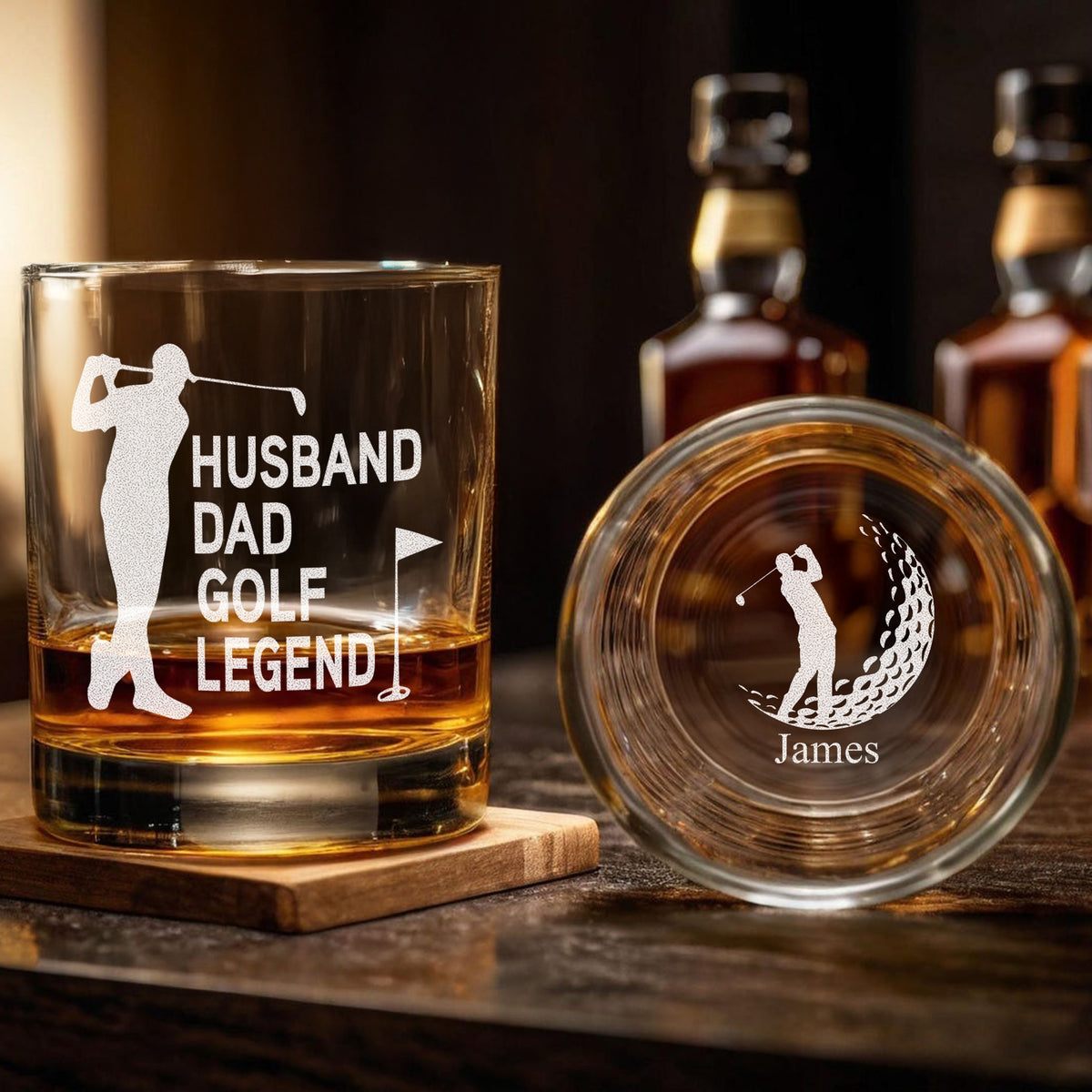 Custom Name Husband Dad Papa Golf Legend For Golfers - Personalized Engraved Whiskey Glass HO82 900908