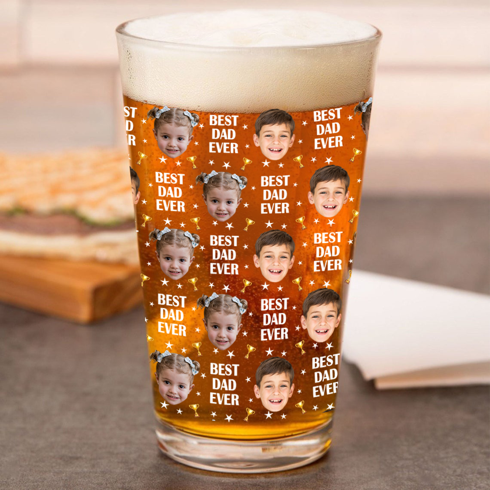 Custom Face Kids Photo, Best Dad Ever Beer Glass TH10 892715
