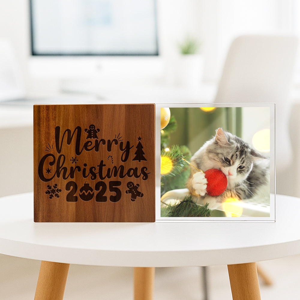 Custom Family Christmas Photo Wooden & Acrylic Photo Block Set Merry Christmas Gift CH07 896148