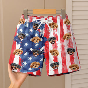 Custom Dog Photo With Us Flag Beach Short For Kid TH10 894103