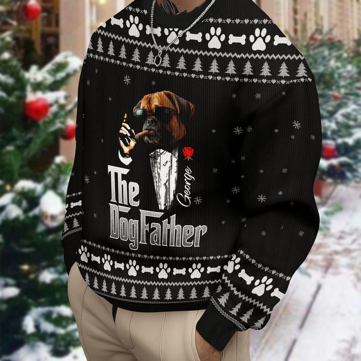 Custom Photo The Dogfather Ugly Sweater For Dog Lover TH10 896629