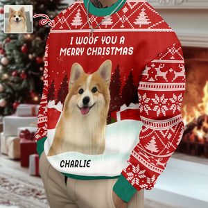 We Woof You A Merry Christmas Custom Dog Photo Ugly Sweater CH07 896502