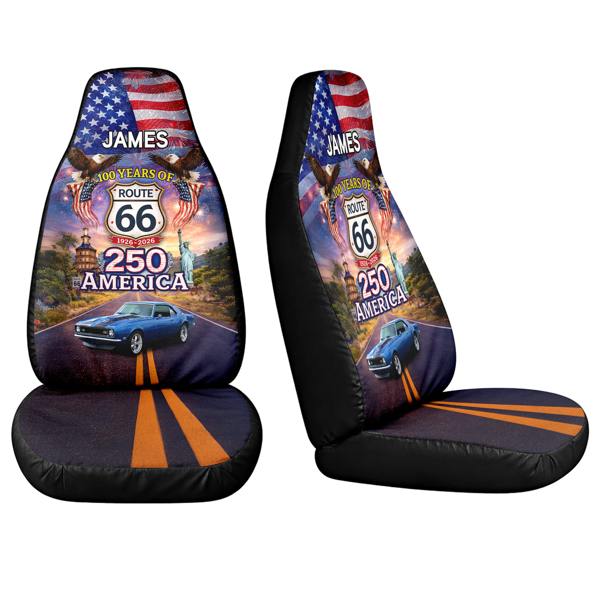 Custom Car Photo Celebrate 100 Years of Road Route 66 US 250th Anniversary Car Seat Cover HO82 902088
