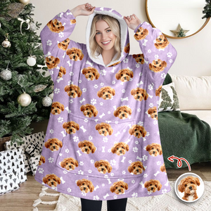 Custom Dog Cat Face Photo With Colorful Background Hoodie Blanket HA75 898284