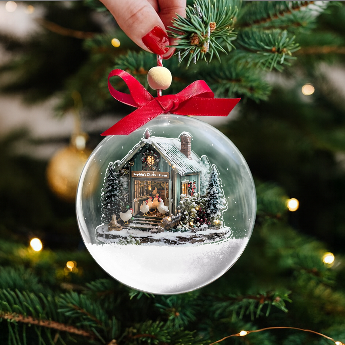 Personalized Chicken Farm Christmas 3D Ball Ornament For Farmhouse LM32 897115