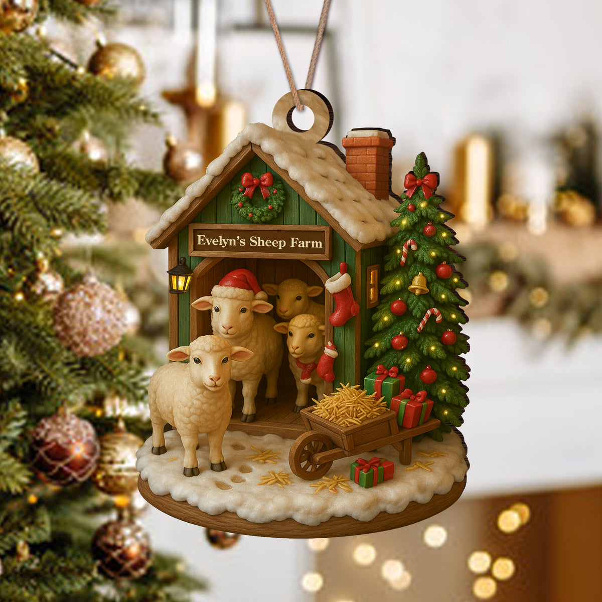 Custom Name Sheep Farm Wood Ornament – Christmas Gifts for Women & Men LM32 895617