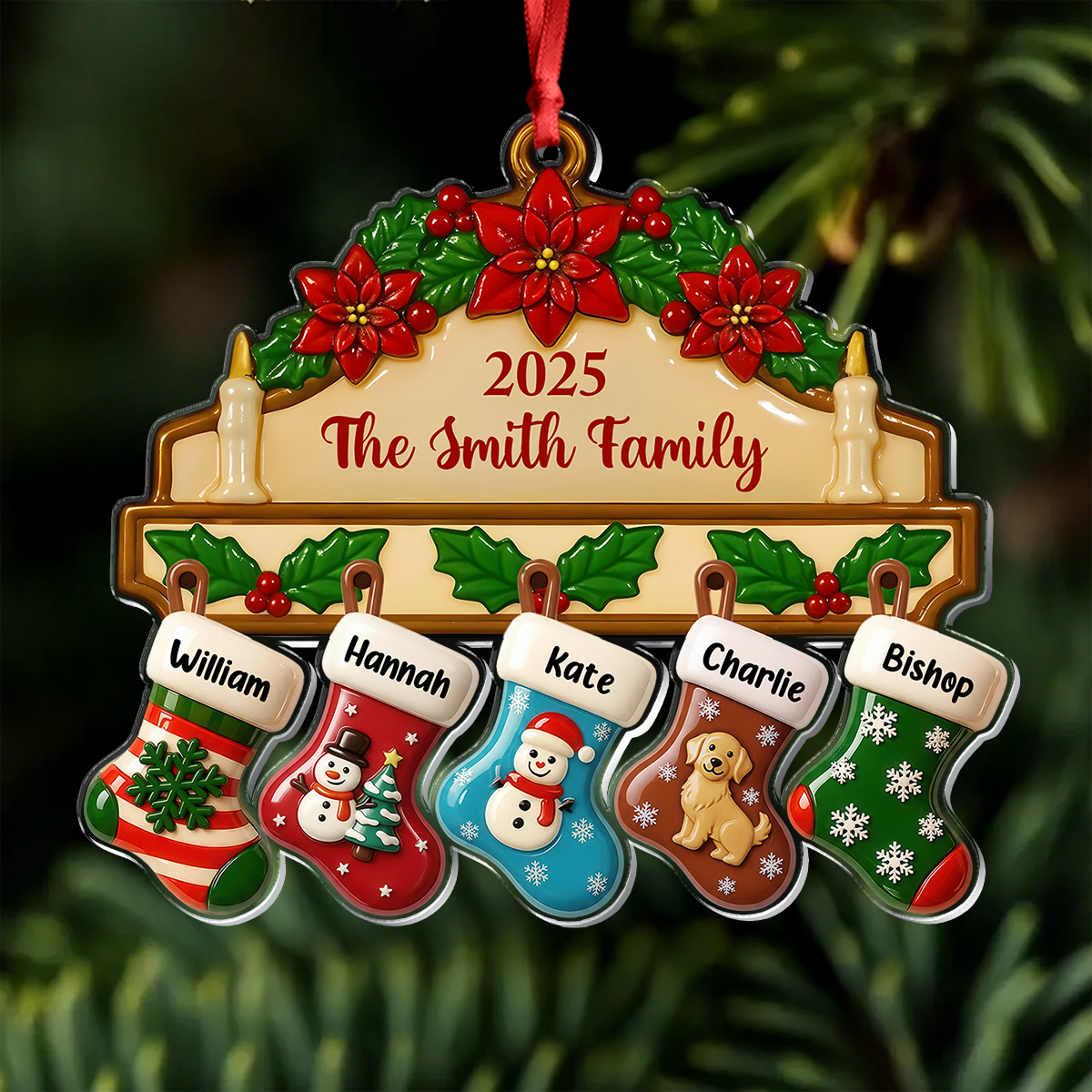 Custom Family Name Christmas Decor - Personalized Acrylic Ornament CH07 899494