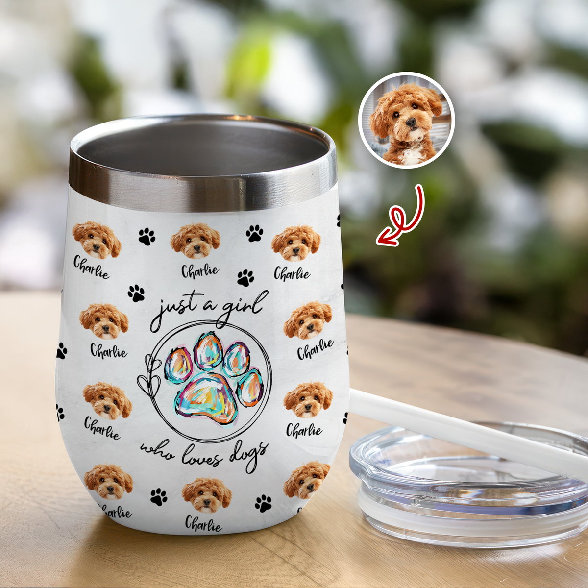 Custom Photo Just A Girl Who Loves Dogs Wine Tumbler HA75 897100