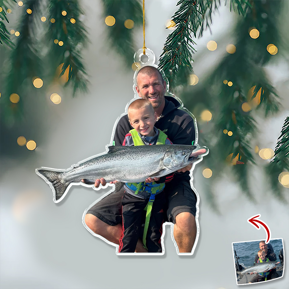 Custom Photo A Man Addicted To Fishing Acrylic Ornament Gift For Fishing Lovers HO82 894742