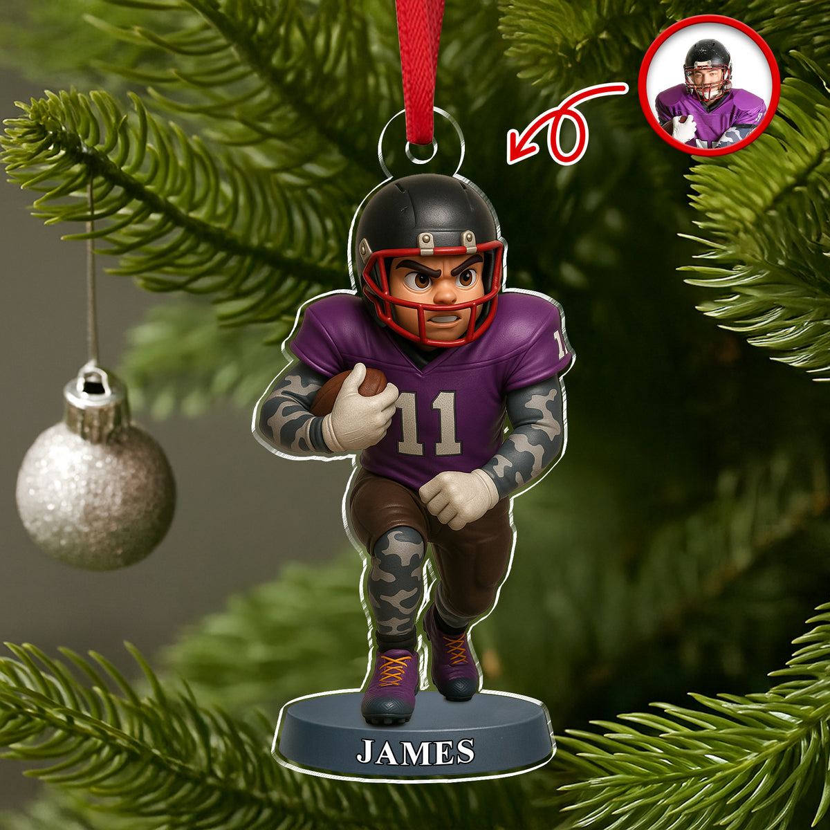 Custom Photo American Football 3D Effect Figure Art Acrylic Ornament Gifts For Sports Lovers HA75 897436