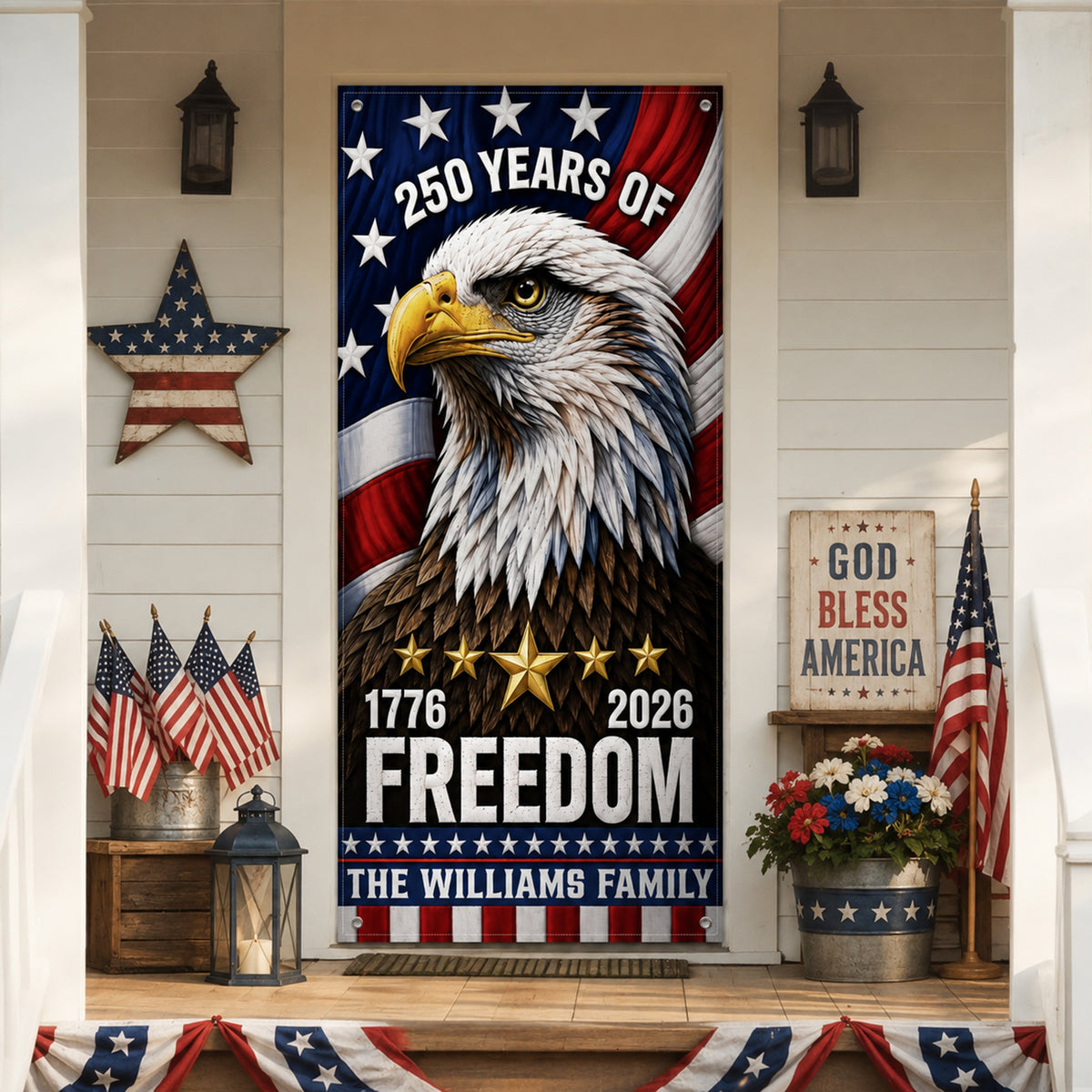 Custom Family Name 250 Years Of Freedom America 1776-2026 Eagle Door Cover CH07 911804