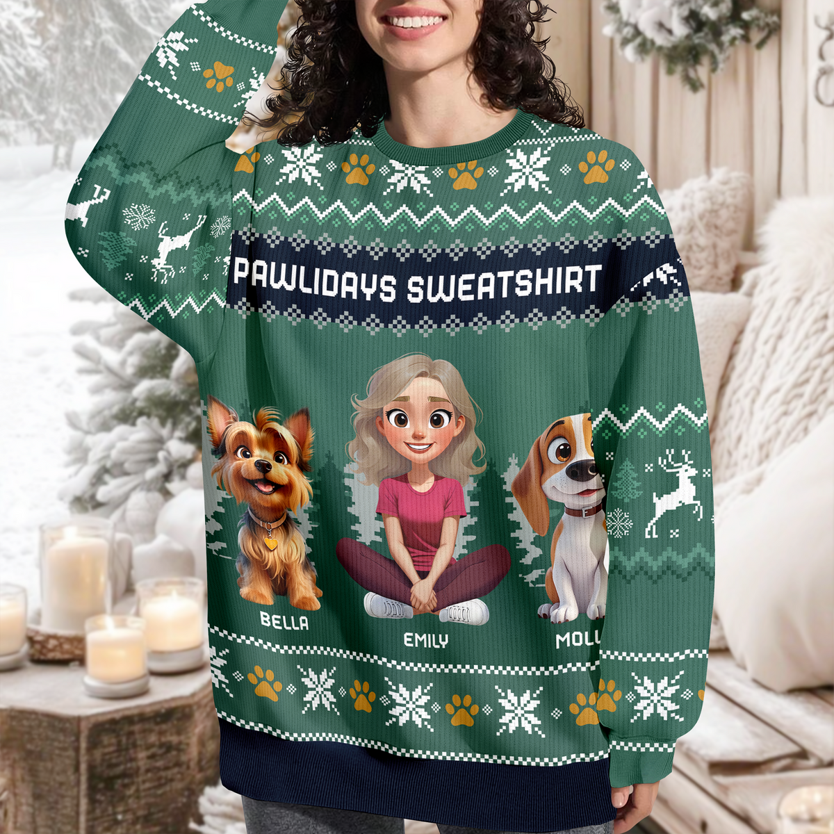 Personalized Pawlidays Sweatshirt Christmas Ugly Sweater TH10 896267