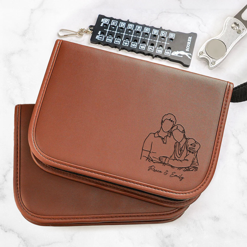 Custom Portrait Photo Drawing Style Couple Golf Set Engraved Accessories HA75 898654