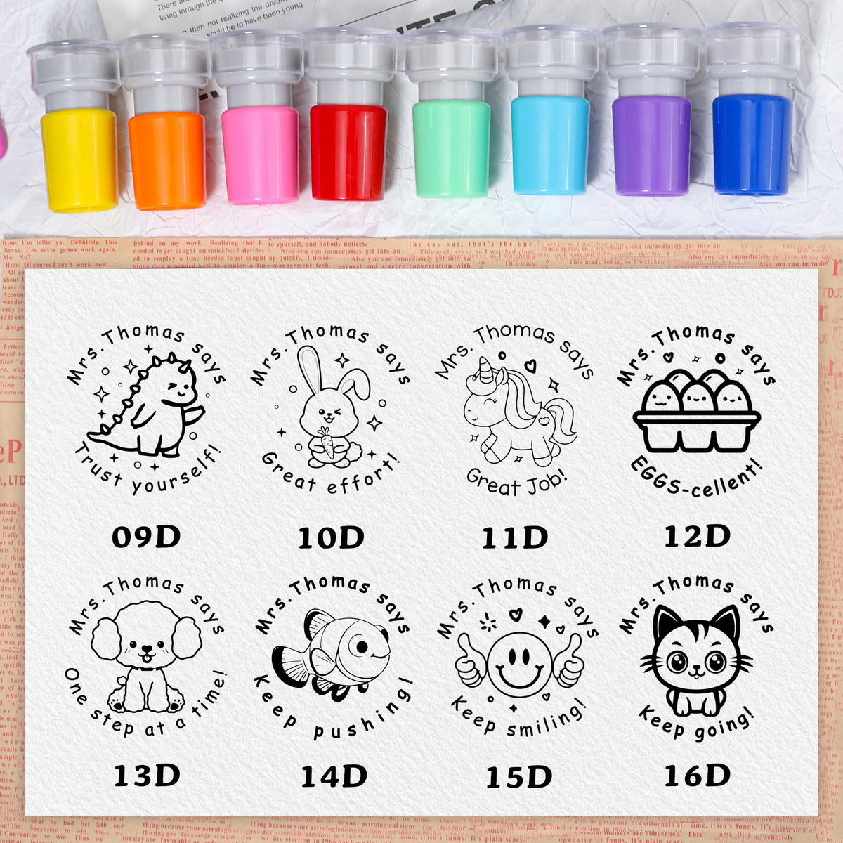 Personalized Teacher Classroom Stamp Gift, Comments & Encouragement Phrases LM32 669319