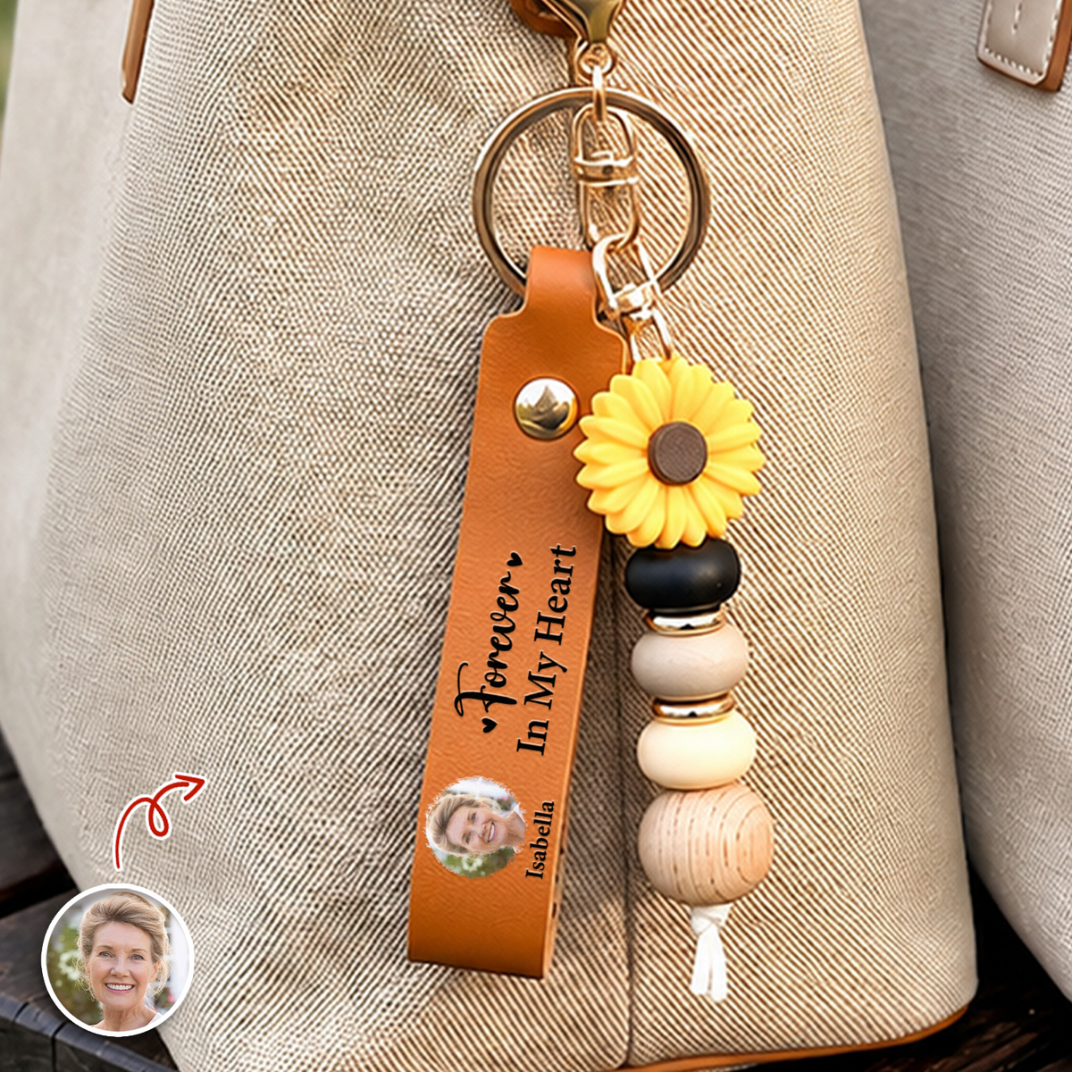 Personalized Memorial Photo Beaded Keyring In Loving Memory Gift, Memorial Keepsake Gift for Family LM32 669893
